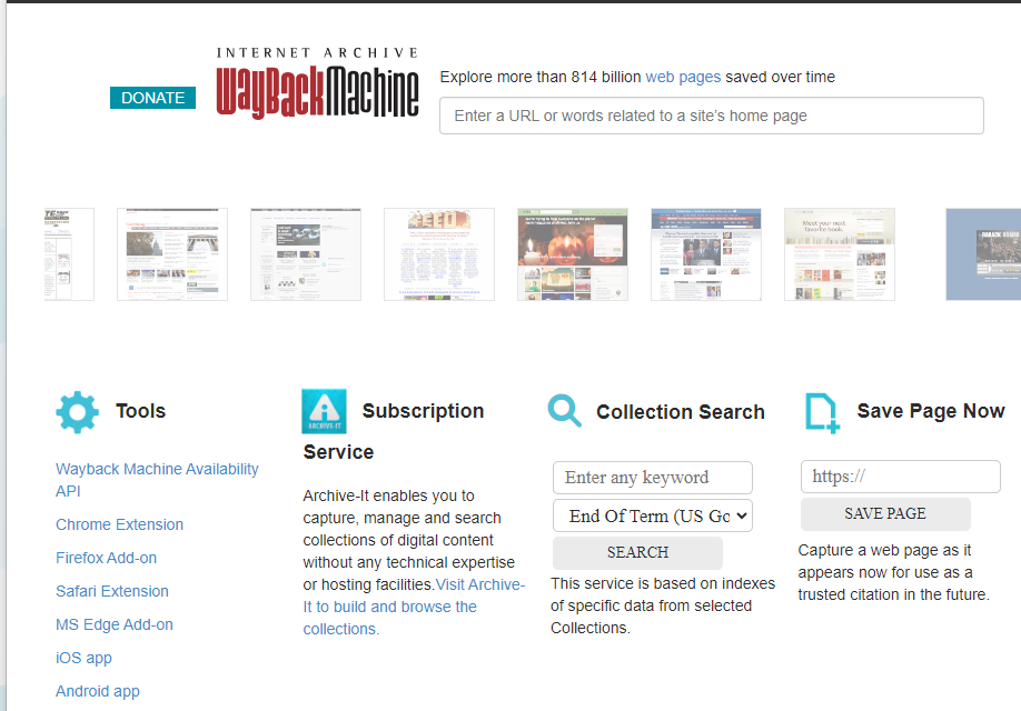 wayback machine screenshot